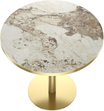 Modern Round Dining Table 31.5 inch Bistro Tulip Table with Faux Marble Top, Sturdy Metal Frame, Easy Assembly for Kitchen Office Restaurant Cafe