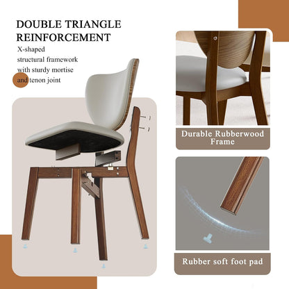 Wooden Dining Chairs Set of 6, Upholstered Kitchen & Dining Room Chairs with PU Leather Padded Seat & Back,Solid Wood Dining Chair Modern Farmhouse Style, Ergonomic Design