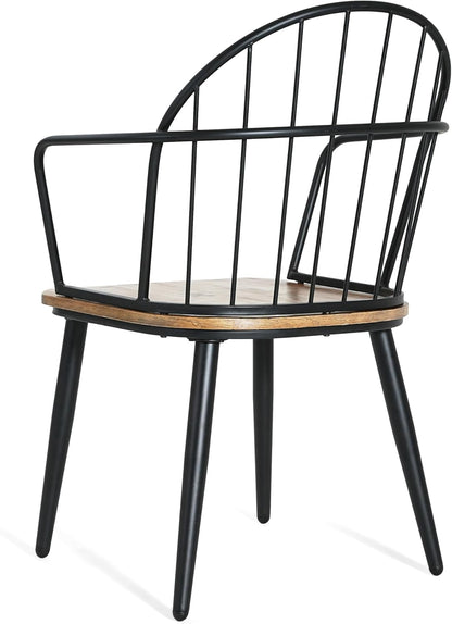 Christopher Knight Home Drats Dining Chairs Set of 2, Accent Dining Chair, Birch Finish Seating Kitchen Chair, Bucket Backrest Metal Frame Armchair, Industrial Dining Chair for Dining Room, Natural