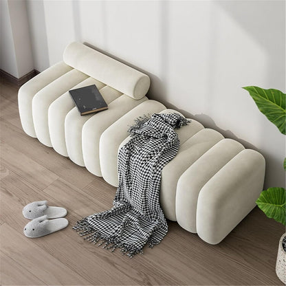 Modern Long Bench with Backrest for Changing Shoes Bedroom Bed end Walk-in Closet Rest Area Entryway(Small)