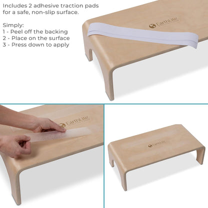 EARTHLITE Wooden Step Stool - Beautiful Finish, Large Surface, Strong & Stable Bed Step, Foot Stool, Massage Step-Up (4" or 7")