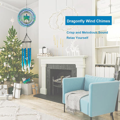 TUOKING Wind Chimes for Outside 3D Dragonfly Wind Spinner Windchimes Hanging Decoration for Outdoor Yard Garden Patio, Unique Gift for Mom,Women,Chimes Lovers