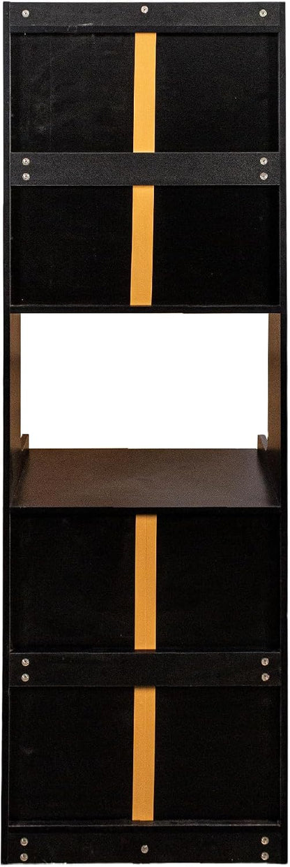 Black Kitchen Pantry Hutch Cabinet with Microwave Stand - Farmhouse Buffet Sideboard with Drawers & Storage Shelves, Freestanding Coffee Bar Cabinet for Dining Room & Kitchen
