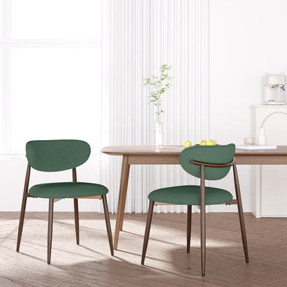 MALOL Upholstered Dining Room Chairs Set of 2, Kitchen Chairs with Metal Legs and Anti Slip Pads, Curved Back Dining Chair for Home and Restaurant Use, Green