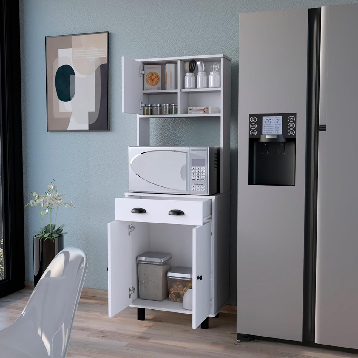 Emily White 1-Drawer Kitchen Pantry