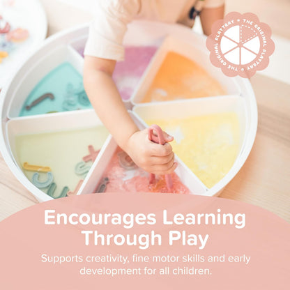 Starter Bundle | Sensory Bin with Lid | Tuff Tray Accessories | Sensory Bin and Lid | Includes 1 PlayTRAY, 6 Compartments, Activity Cards, Bowl, Mini Scoop, Dropper