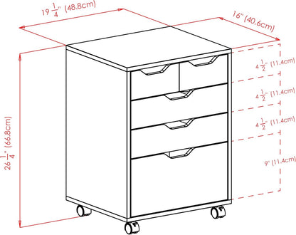 Winsome Halifax Mobile Storage Cabinet with 5 Drawers in White, Stylish & Functional Home Storage Cabinet for Filing, Kitchen Organization, Moveable Furniture for Office, Dorms, Apartments