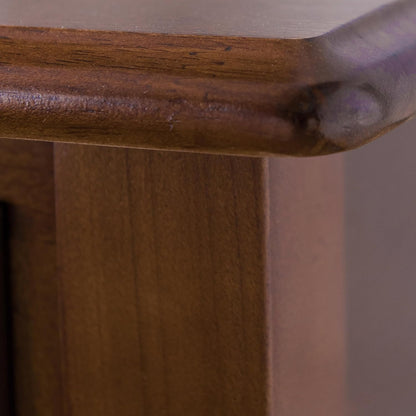 Leick Home Coastal Console Table, Solid Wood, with Drawer and Shelf, for Entryways, Hallways, and Living Rooms, Pecan Brown, 20027-PC
