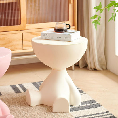 Circle Side Table, Round Modern End Table, Waterproof & Durable, Small Coffee Table for Living Room, Bedroom, Bedside, Versatile Accent Table - Milky