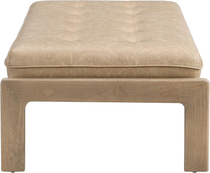 Merax 48.4" Rectangle Tufted Upholstered Cocktail Ottoman, Leather Ottoman Coffee Table, PU Leather Ottoman for Living Room, Bedroom, Office,Taupe Brown