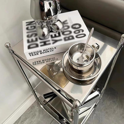 Stainless Steel Side Table,mid-Century Modern Nightstand,Minimalist 3 Tier Storage Shelf for Bathroom Bedroom Kitchen Livingroom Sofa