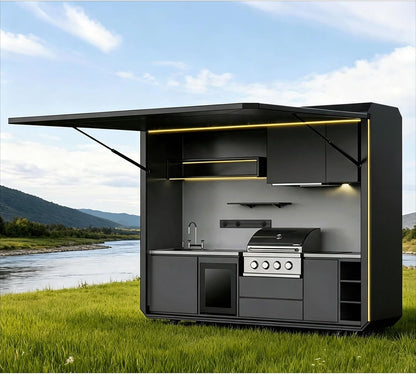 Outdoor Kitchen Cabinet, Outdoor Cooking Station Storage Island | Backyard Kitchen Island For Patio And Garden, Outdoor Kitchen Set With Cabinet Storage Design For Home Dining And Gatherings