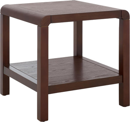 SAFAVIEH Home Collection Omara Walnut Brown 1-Shelf Square Accent Side Table