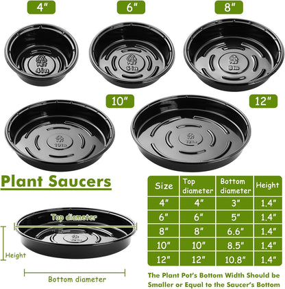 Plant Saucer 50 Pack Plant Trays for Pots 4 Inch Plastic Plant Saucers for Outdoors and Indoors Drip Trays for Potted Plants Flower Pot Plates to Catch Water Plant Drainage Dishes No Holes, Black