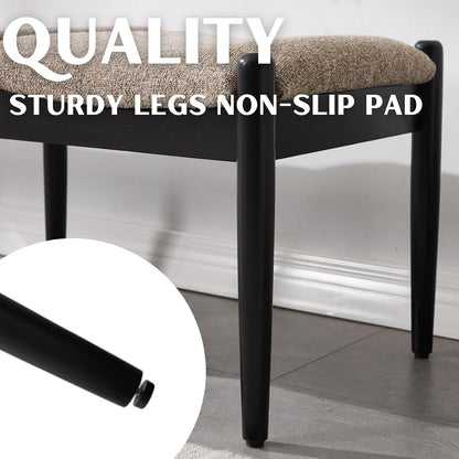 RIVOVA 54.25" Modern Ottoman Bench Upholstered Linen Bedroom End of Bed Bench Boho Bench Long Seating Bench Entryway Stool with Wood Legs for Living Room/Foyer, Khaki