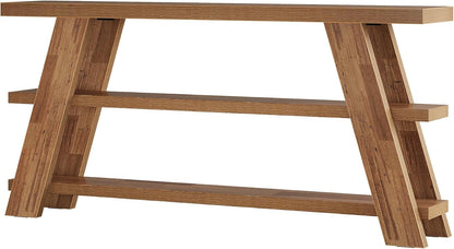 Tribesigns 70.9" Extra Long Console Table with Storage, 3-Tier Narrow Wooden Sofa Table Behind The Couch, Farmhouse Entry Foyer Table for Entryway, Living Room, Hallway, Brown