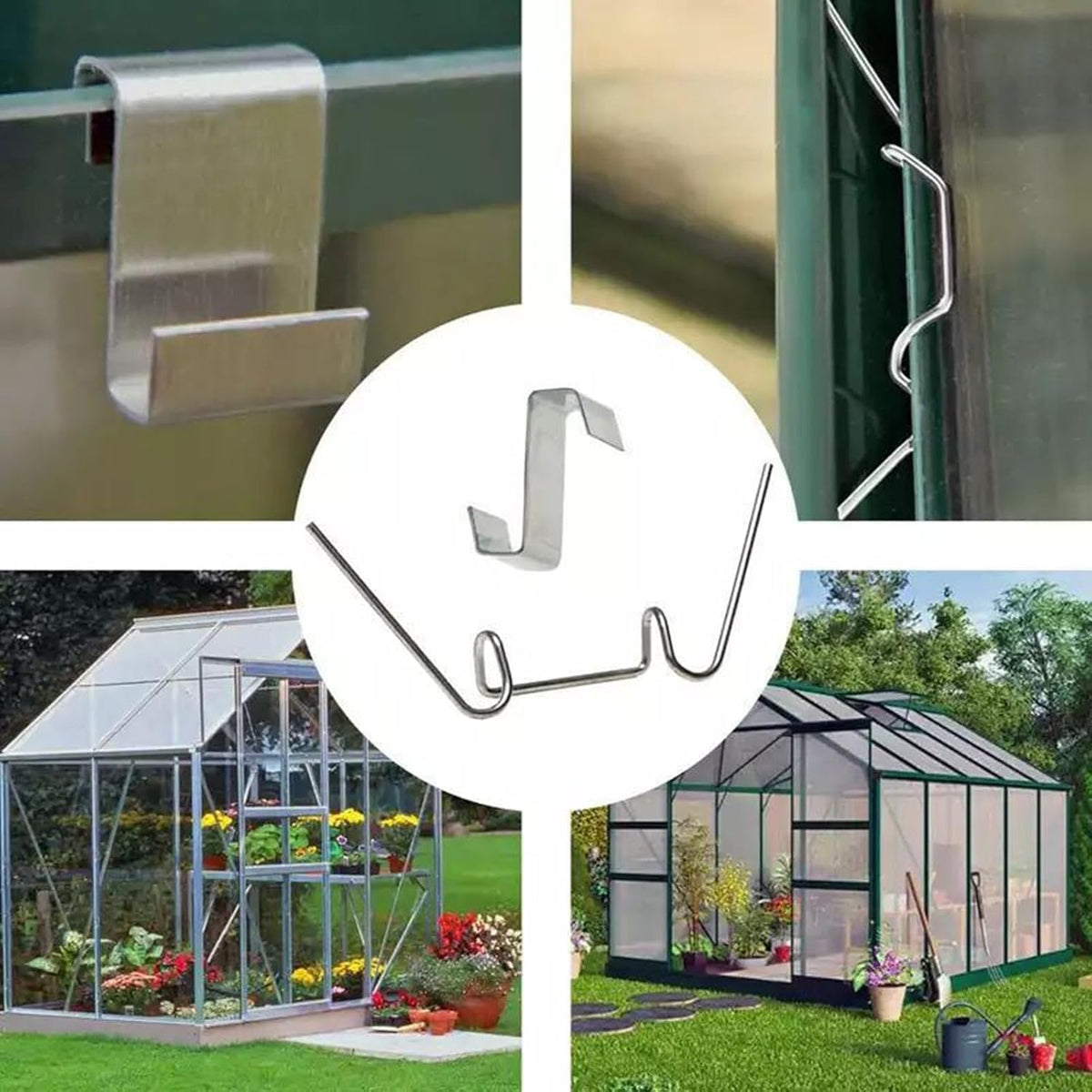 100x Thick Stainless Steel "W" Wire "Z" Fixing Elite Greenhouse Repair Glazing Clips (50x W Glazing Clip and 50x Z Fixing Clip)