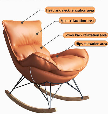 Single Rocking Chair with footrest, Made of Easy-Care Technical Fabric, ergonomically Designed for Balcony, Living Room, Bedroom, and Study Blue