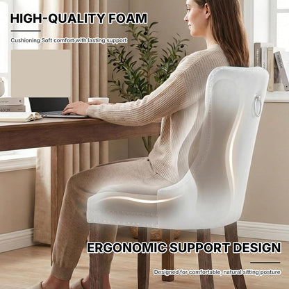OVENTA Modern Tufted Upholstered Dining Chairs Set of 6, Beige Linen Dining Room Chair with Solid Wood Legs, Sillas de Comedor, Kitchen Chairs (Beige, Linen Set of 6)