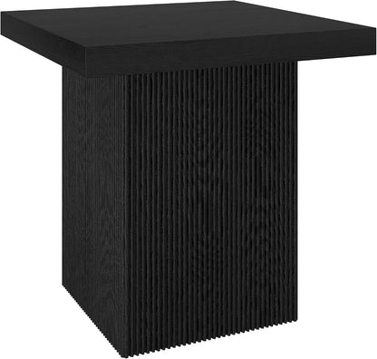 Henn&Hart 22" Fluted Modern Wooden Square End Table, Ribbed Side Table, Nightstand for Living Room, Office, Family Room, or Bedroom, Natural Black