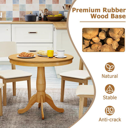 DORTALA 32" Round Dining Table, Classical Pedestal Table for 2-4 People, 32 Inch Wood Kitchen Table for Bar, Kitchen, Dining Room (Natural)