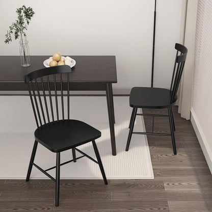 Dining Chairs Set of 4, Windsor Dining Chairs, Spindle Back Wooden Chair for Kitchen and Dining Room, Dining Room Chairs, Windsor Chairs Set (Black)
