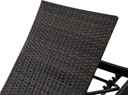 PE Rattan Adjustable Backrest Chaise Lounge Set 2, Outdoor Pool Recliner Patio Chairs Lounge Chair Set 2 for Outside Beach Poolside Sunbathing
