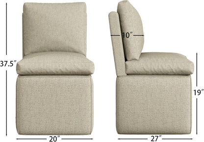 BLANKSPACE Upholstered Dining Chairs with Storage, Modern Linen Chairs with Casters, Armless Single Sofa Chair for Guest Seating, Bedroom, Reading Room（Grey）