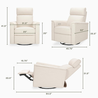 Namesake Willa Plus Power Glider Recliner w/Power Headrest in Performance Ivory Boucle, Water Repellent and Stain Resistant, Greenguard Gold and CertiPUR-US® Certified