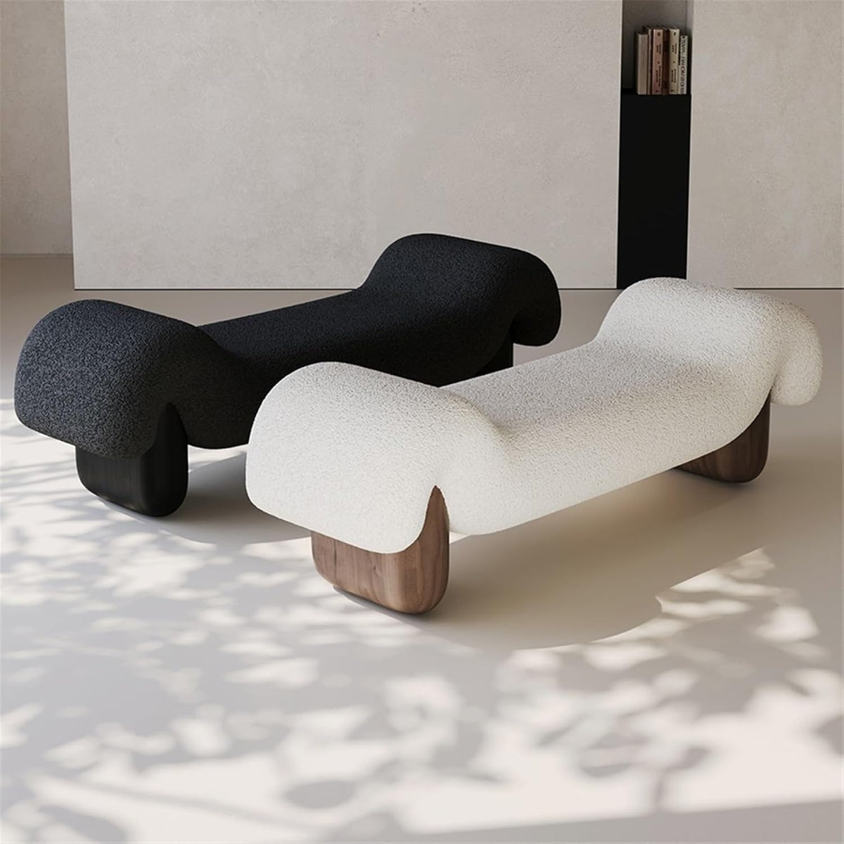 Modern White Wooden and Fabric Sofa Stool Retro Style for Changing Shoes Bedroom Bedside and Dressing Room Entryway(Large)