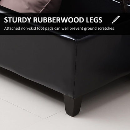 51inches Rectangular Tufted Faux Leather Storage Ottoman Black Durable Premium Comfortable Luxury Stylish Elegant Contemporary