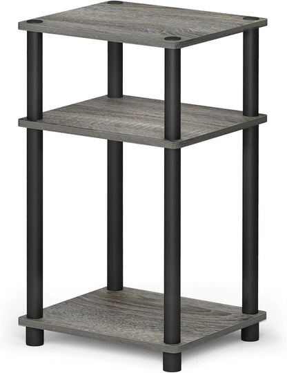 Furinno JUST Side Table, 3-Tier End Table, Open Shelves Night Stand, Bedside Table, Toolless Assembly, for Living Room, Bedroom, Bathroom, French Oak