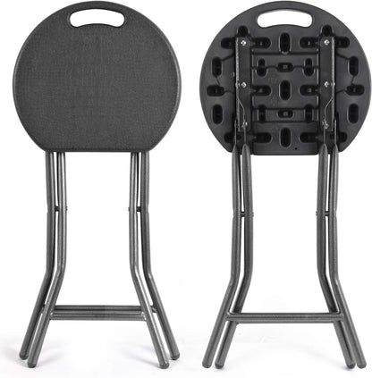 5Rcom Folding Stools, 1 Pack Portable Stools Chairs with Handle, Collapsible Stool for Adults with Heavy Duty Steel Frame Legs, 500lbs Capacity for Camping RV Party, Foldable Stool, Black