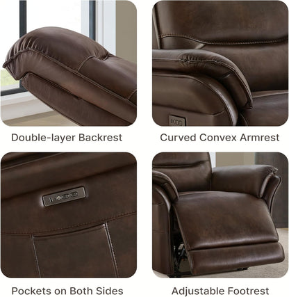 KISLOT Dual Motor Power Recliner Chair,Zero Gravity USB & Type-C, Espresso