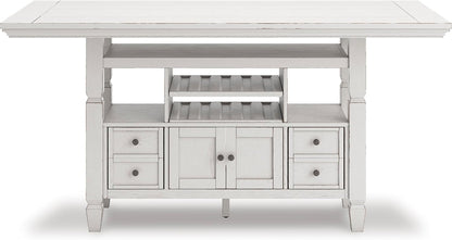 Signature Design By Ashley Robbinsdale 72-Inch Counter Height Dining Table with Kitchen Island Storage, Rubberwood Solids, Ash Veneer and MDF Substrates, Antique White