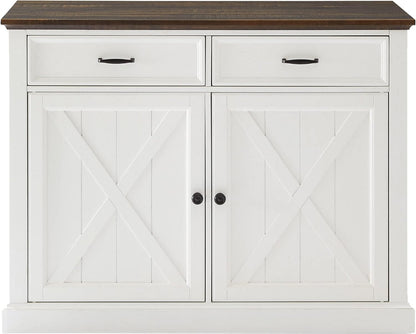 Crosley Furniture Clifton Kitchen Island with Storage Drawers and Shelves, Microwave Stand, Coffee Bar, Distressed White/Black