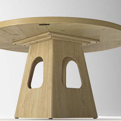 47.24 Inch Round Dining Table for 4-6 Kitchen Dining Table with Storage Shelf Wooden Pedestal Base Space Saving Design for Kitchen Dining Room Apartment Natural Farmhouse Style Only Table