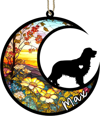 Personalized Dog Memorial, Custom Name Golden Retriever Dog Christmas Ornament with Name, Custom Breeds, Pet Loss Light Catcher, Gifts for Lovers Loss of Pet Sympathy on Mothers Day Christmas