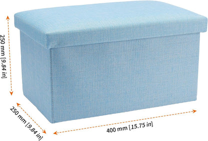 HOZEON 3 Pack 15.7 x 9.8 x 9.11 Inches Folding Storage Ottoman, Blue Rectangle Footrest Seat, Multifunctional Foot Stool for Living Room, Office, Traveling, Fishing, Camping