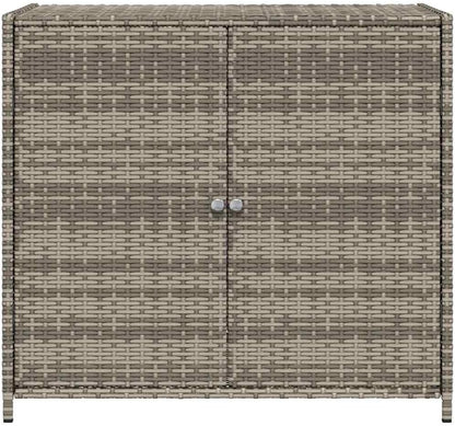 Grey Outdoor Storage Cabinet for Patio and Garden with 4 Shelves, Durable PE Rattan Construction, Weather Resistant Design, Ample Space for Cushions and Supplies