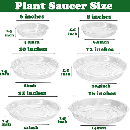 20 Packs 6 Inches Small Clear Plant Saucers for Indoor Outdoor Use Heavy Duty Plastic Plant Trays for Planter Bulk Flower Pot Drip Trays to Catch Water, 4 to 20 Inch