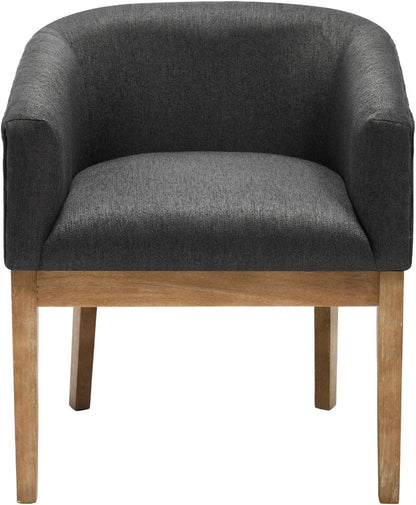 Linen Dining Chairs Set of 4, Barrel Farmhouse Kitchen Chairs with Arms, Upholstered Side Chair with Solid Wood Legs for Dining Room, Bedroom,Gray