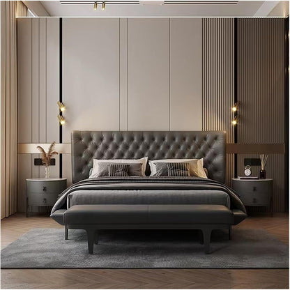 Modern Black PU Leather Modern Ottoman Bench, Upholstered Bedroom Benches Footrest Stool Indoor for Entryway Living Room Dining Entryway(140 * 45 * 42cm)