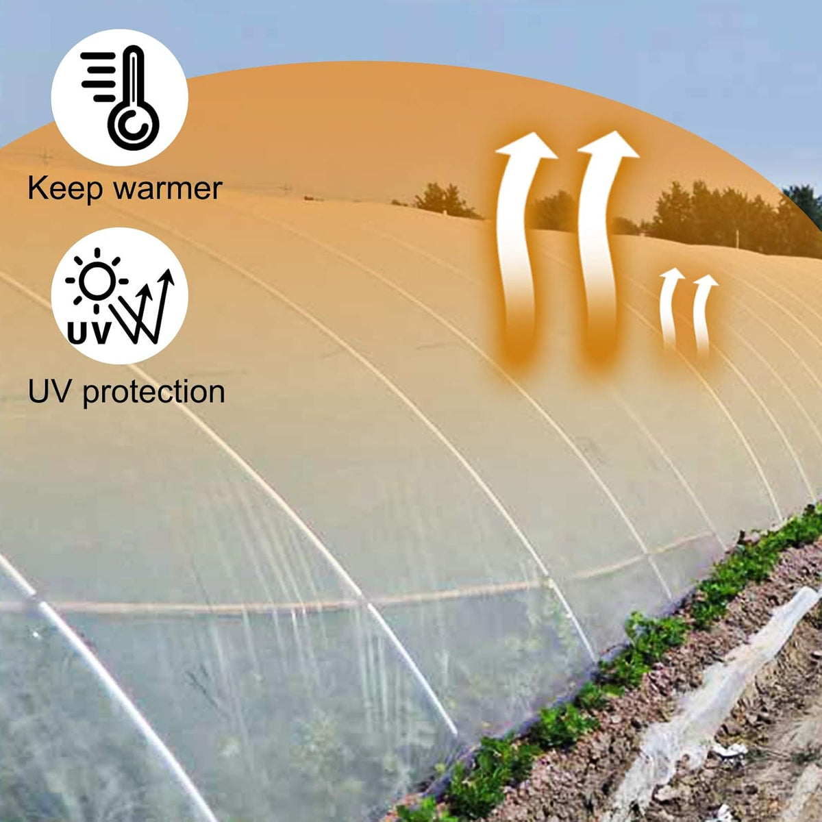 VEVOR Greenhouse Plastic Sheeting 12 x 25 ft, 6 Mil Thickness UV Resistant Clear Polyethylene Film, Hoop Green House Cover for Farms, Agriculture, Garden
