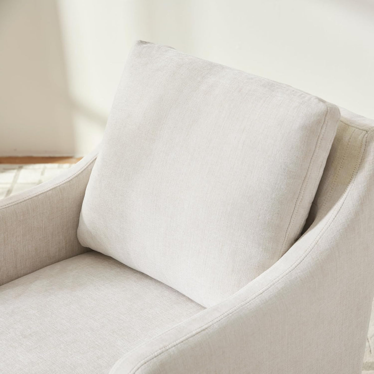 VKNOW Upholstered Dining Chairs, Modern Kitchen Chairs Dinner Chairs with 4 Casters, Chenille Armchair for Bedroom Reading Room Living Room, Beige