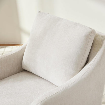 VKNOW Upholstered Dining Chairs, Modern Kitchen Chairs Dinner Chairs with 4 Casters, Chenille Armchair for Bedroom Reading Room Living Room, Beige