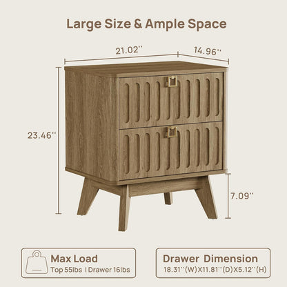 SICOTAS Nightstands Set of 2 with Drawers, 21" Wide Modern Bedside Tables