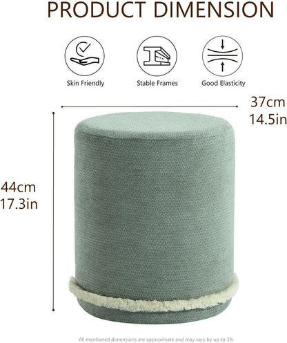 Get Set Style Modern Round Ottoman with Soft Padded Seat, Multifunctional Vanity Chairs for Makeup, Upholstered Footrest Stool Ottoman Foot Stool for Living Room, Bedroom