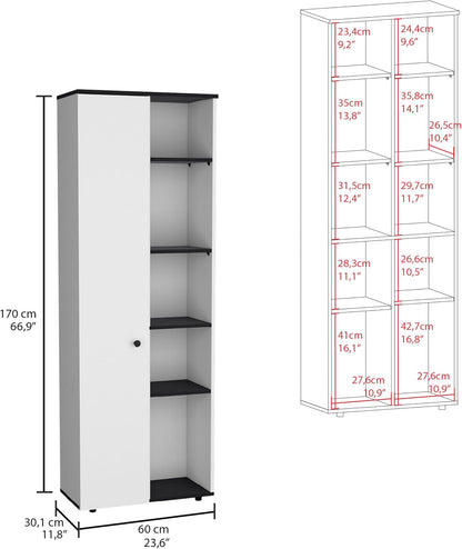 Kitchen Pantry Storage Cabinet with and Five Interior and Exterior Shelves