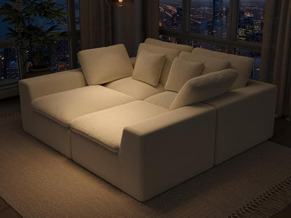 113” Cloud Couch 丨 Modular Sectional Couches for Living Room 丨 L Shaped Couch with Nice Back Support 4 Seater Warm White Chenille